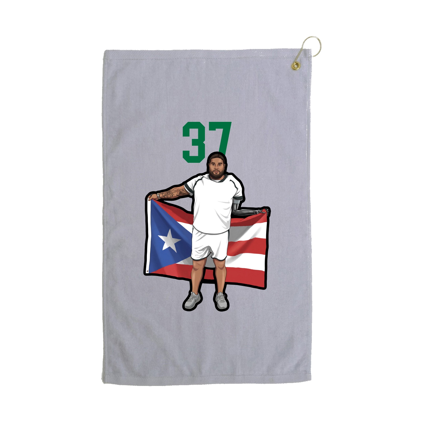 Golf Towel — Number Top in Grey