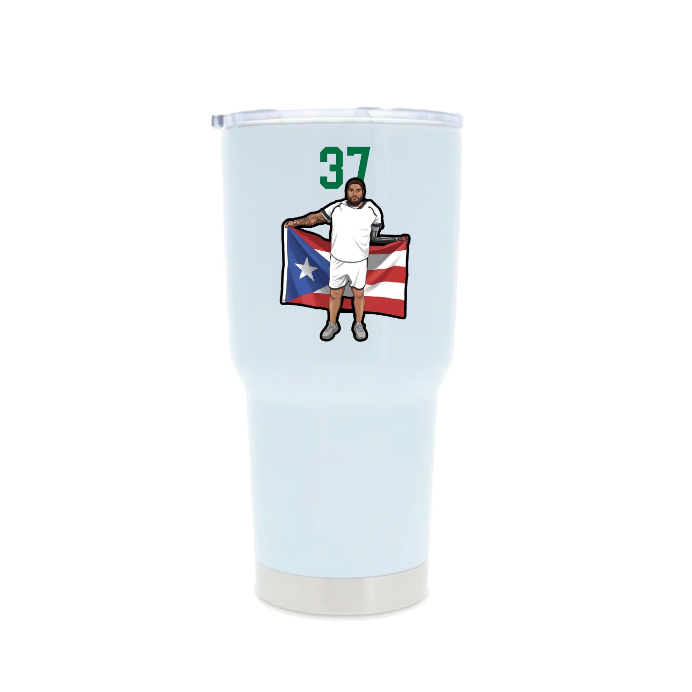 30oz Stainless Steel Tumbler — Number Top in White