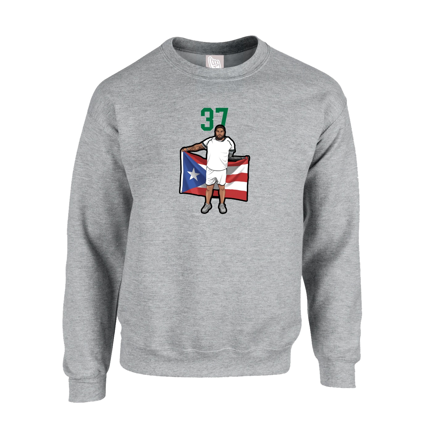 Fleece Crew — Number Top in Grey