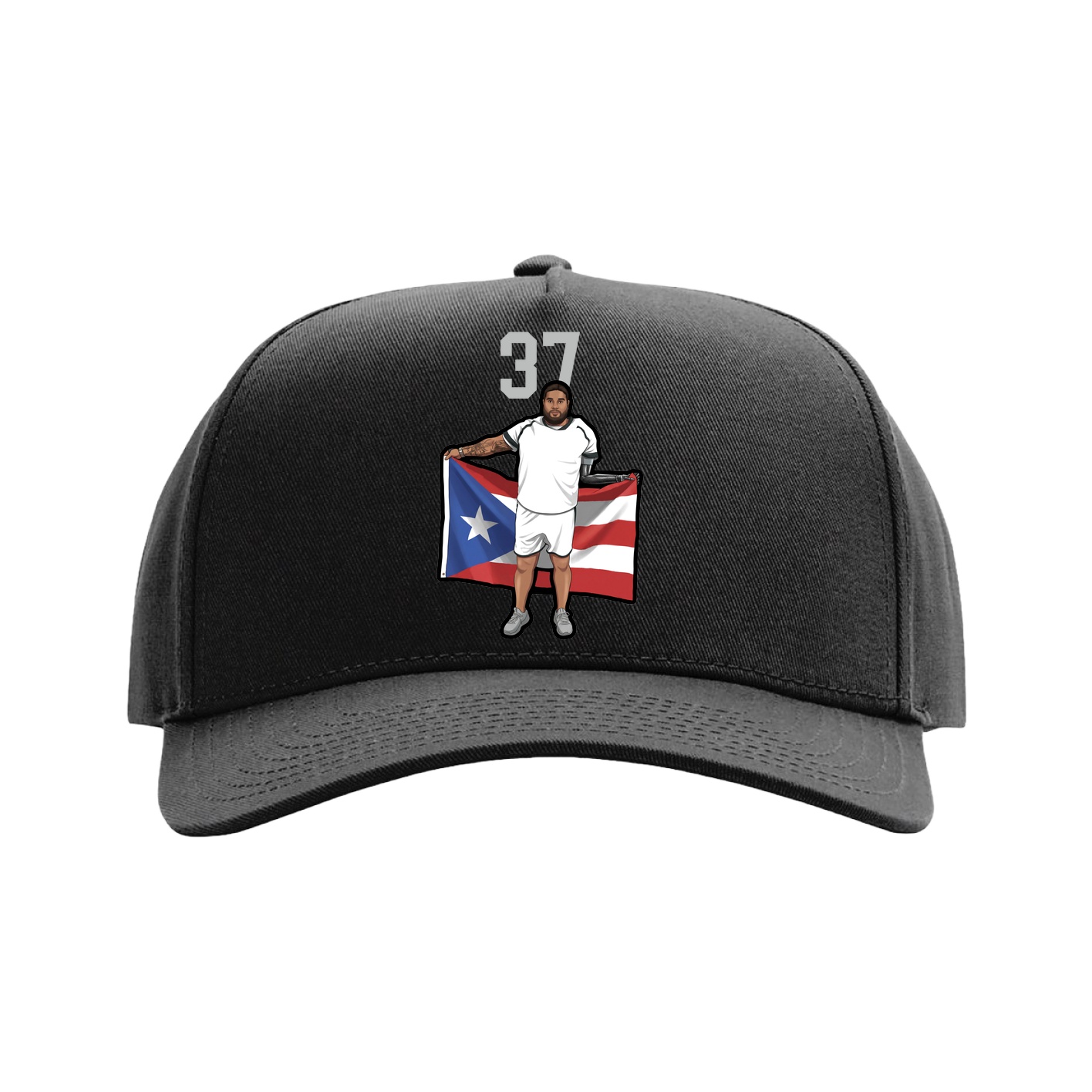 Full Fabric Five-Panel Champ Cap — Number Top in Black