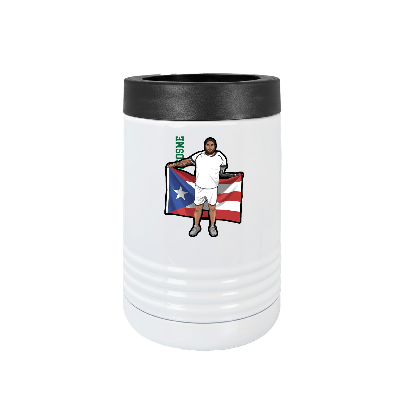 Beverage Holder — Name Vertical in White