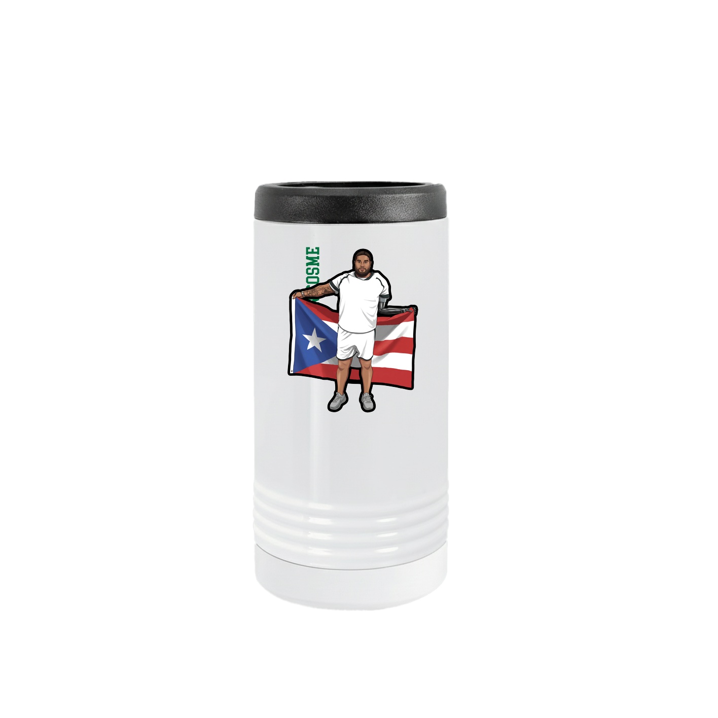 Slim Beverage Holder — Name Vertical in White