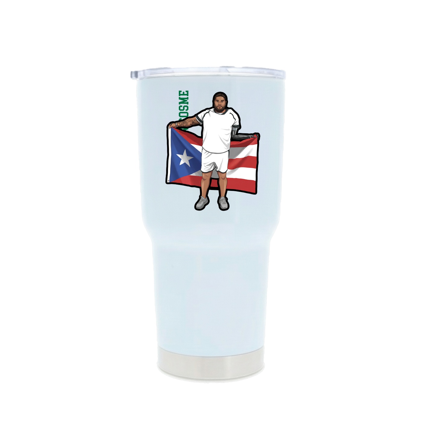 30oz Stainless Steel Tumbler — Name Vertical in White
