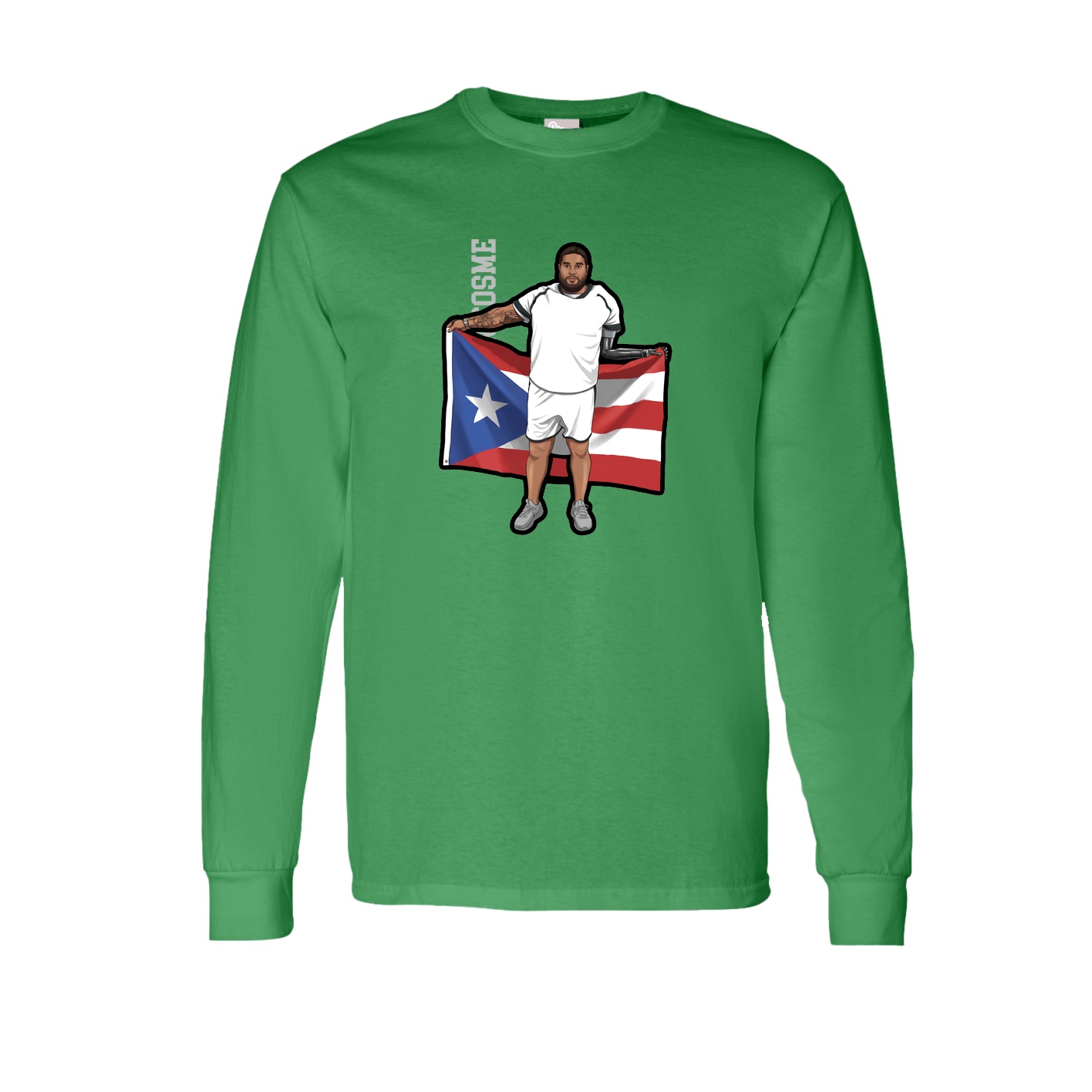 Long Sleeve Tee — Name Vertical in Green
