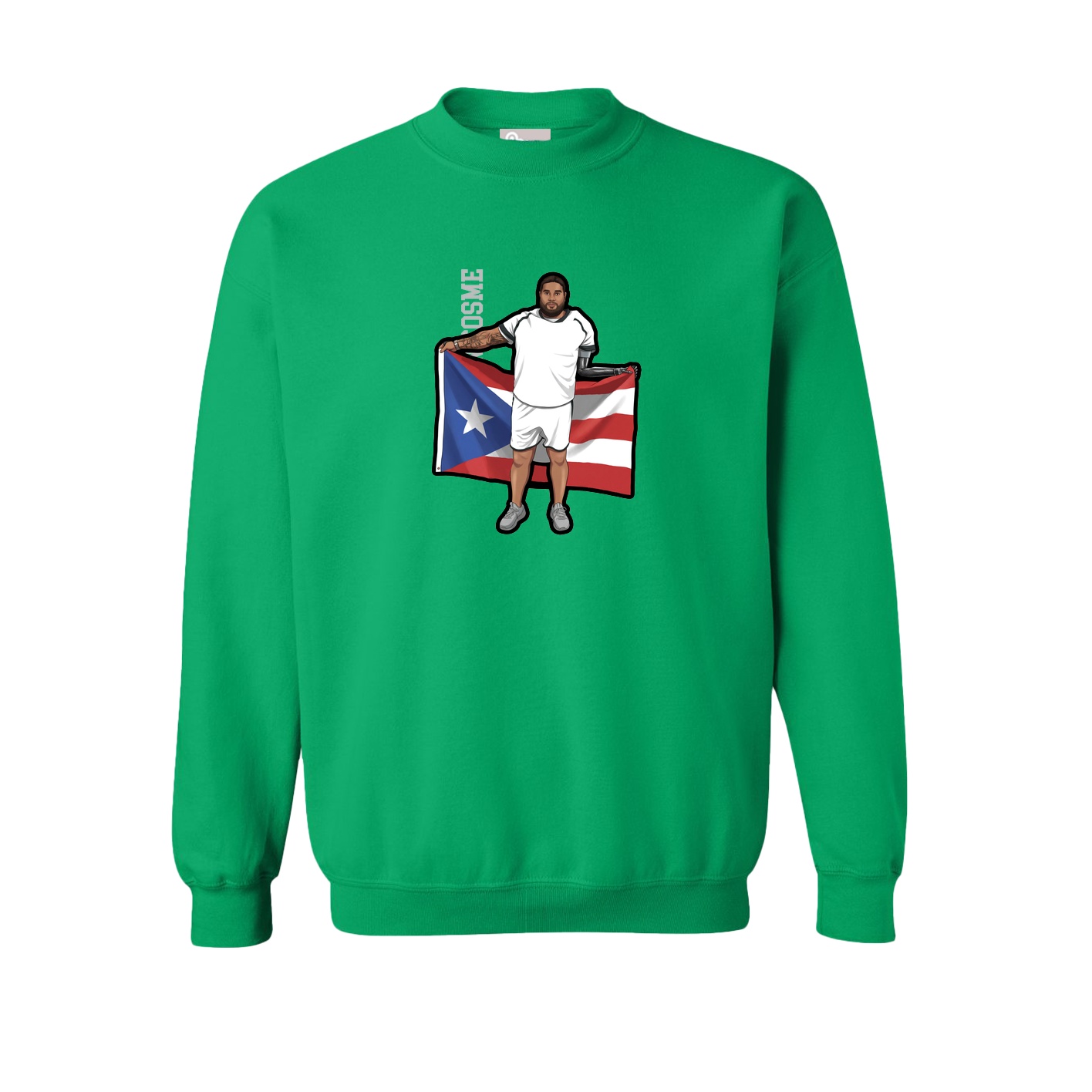 Fleece Crew — Name Vertical in Green