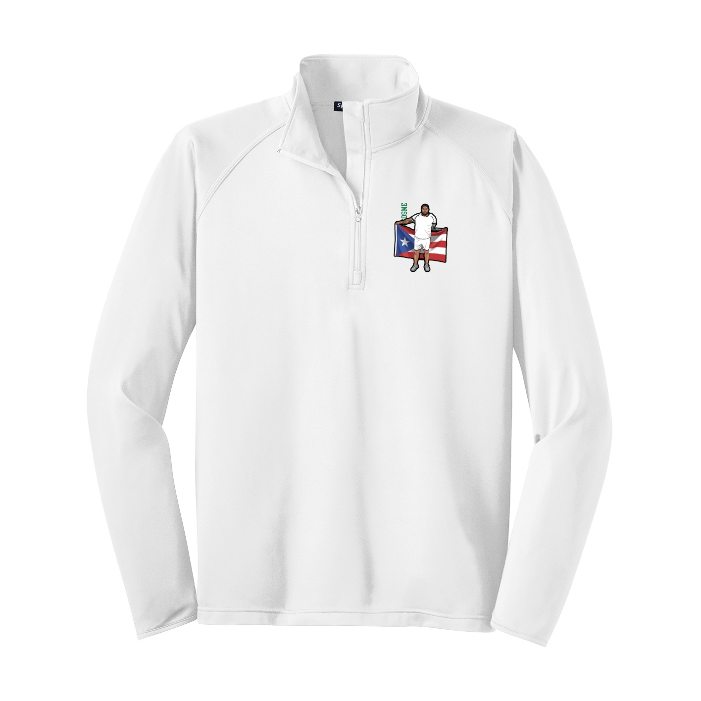 Q-Zip Pullover — Name Vertical in White