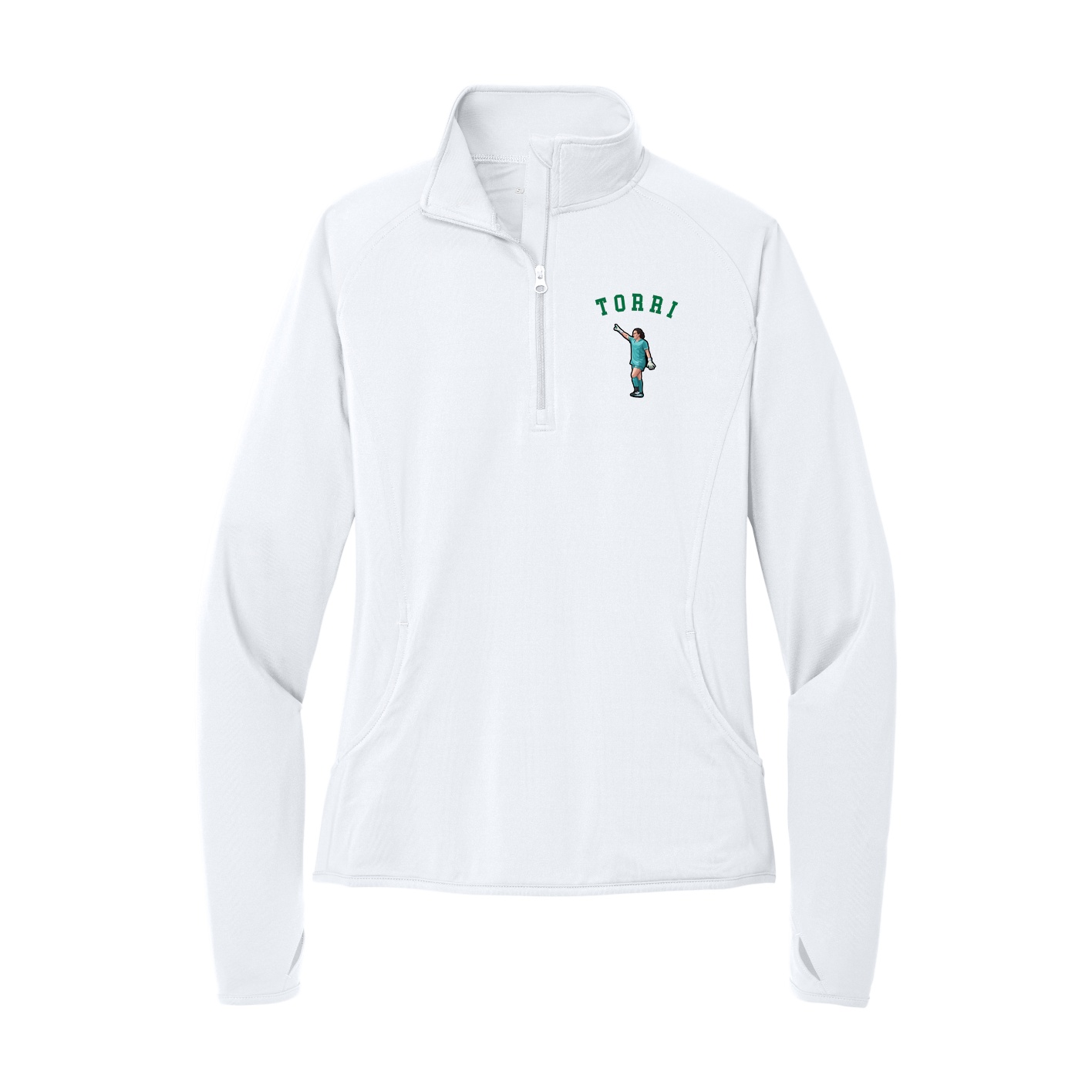 Women's Q-Zip Pullover — Shirsey Arch in White