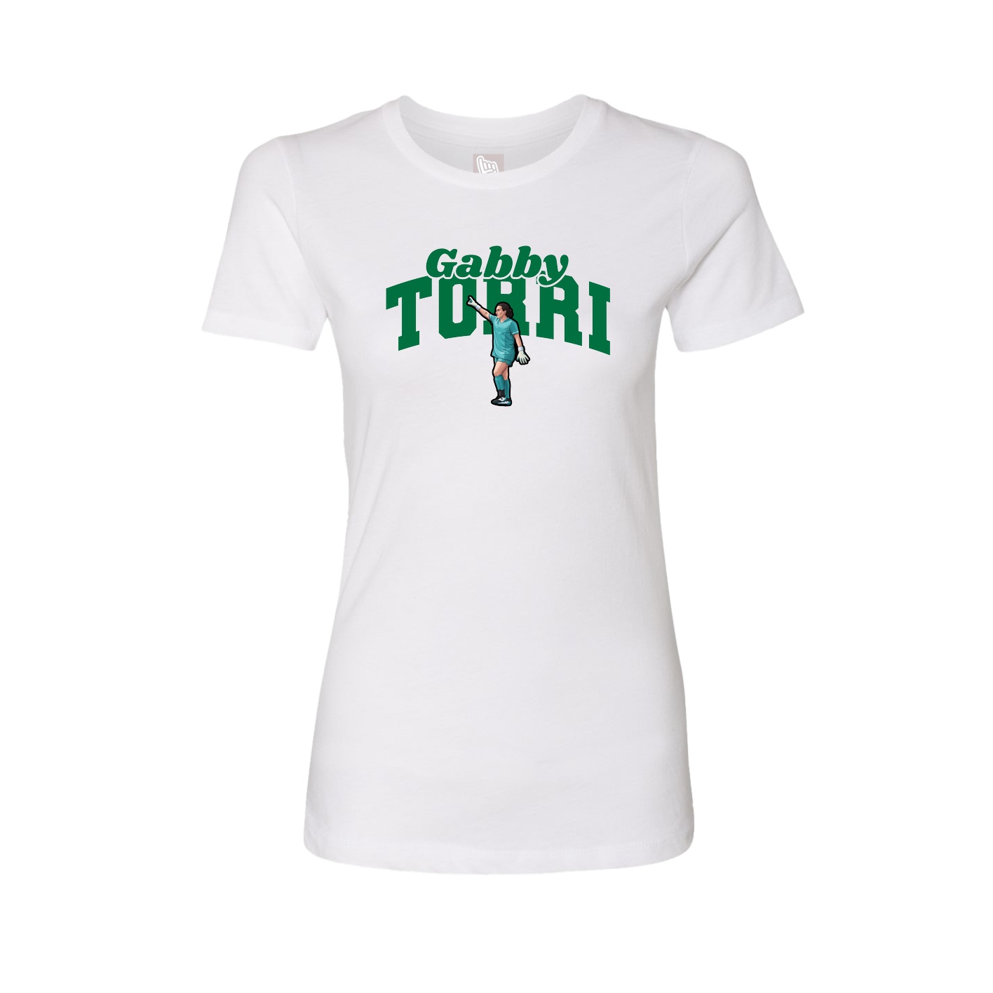Fitted Women's Tee — Signature Arch in White