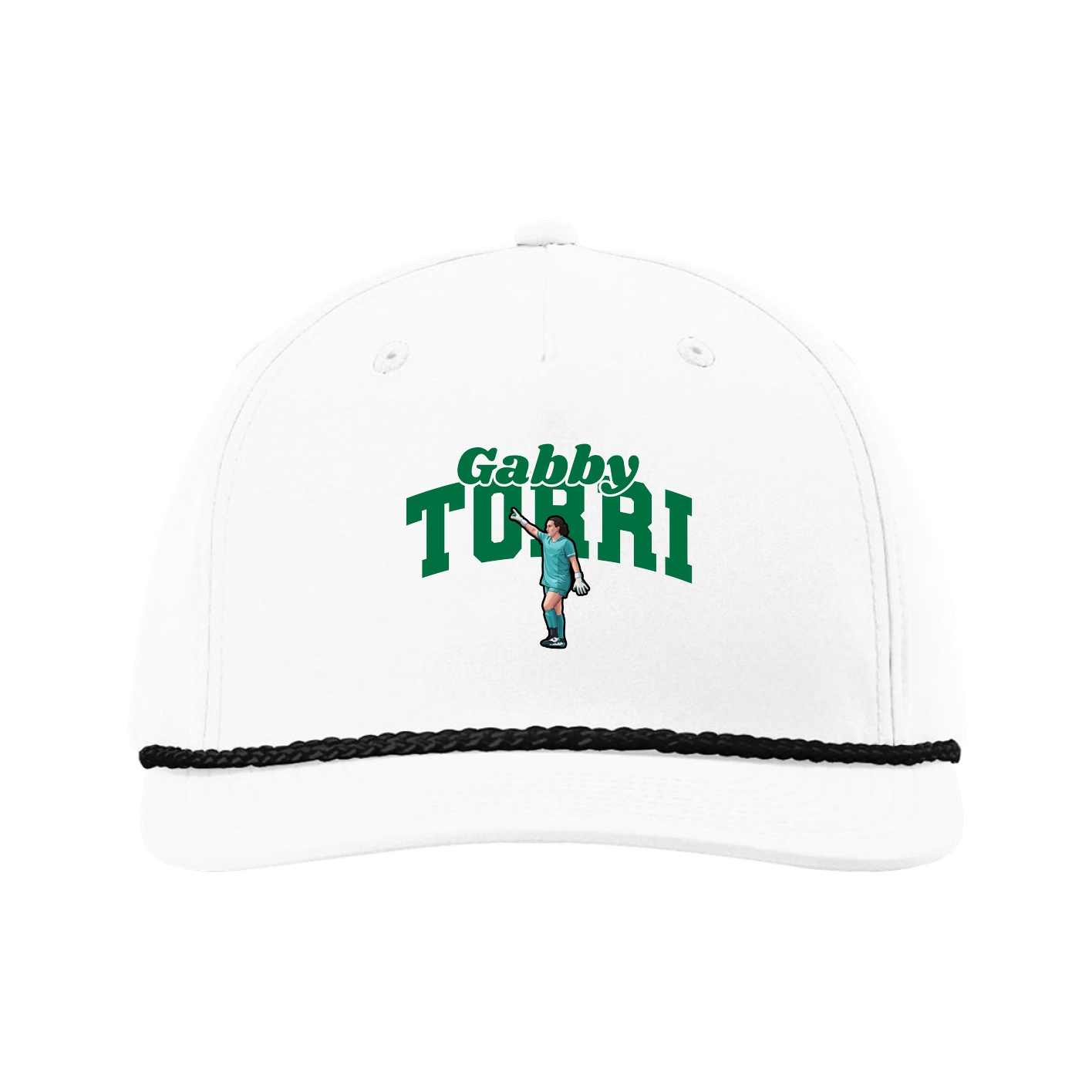 Five-Panel Classic Rope Cap — Signature Arch in White