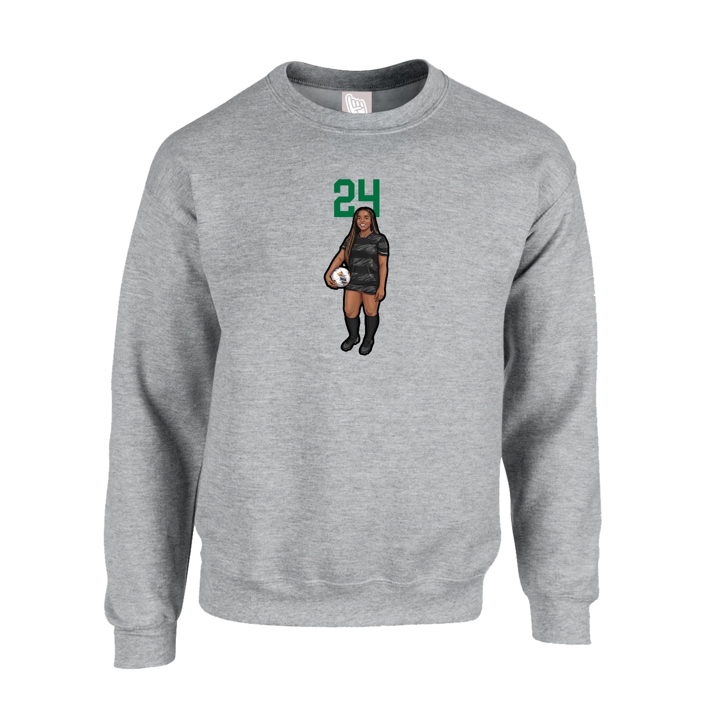 Fleece Crew — Number Top in Grey
