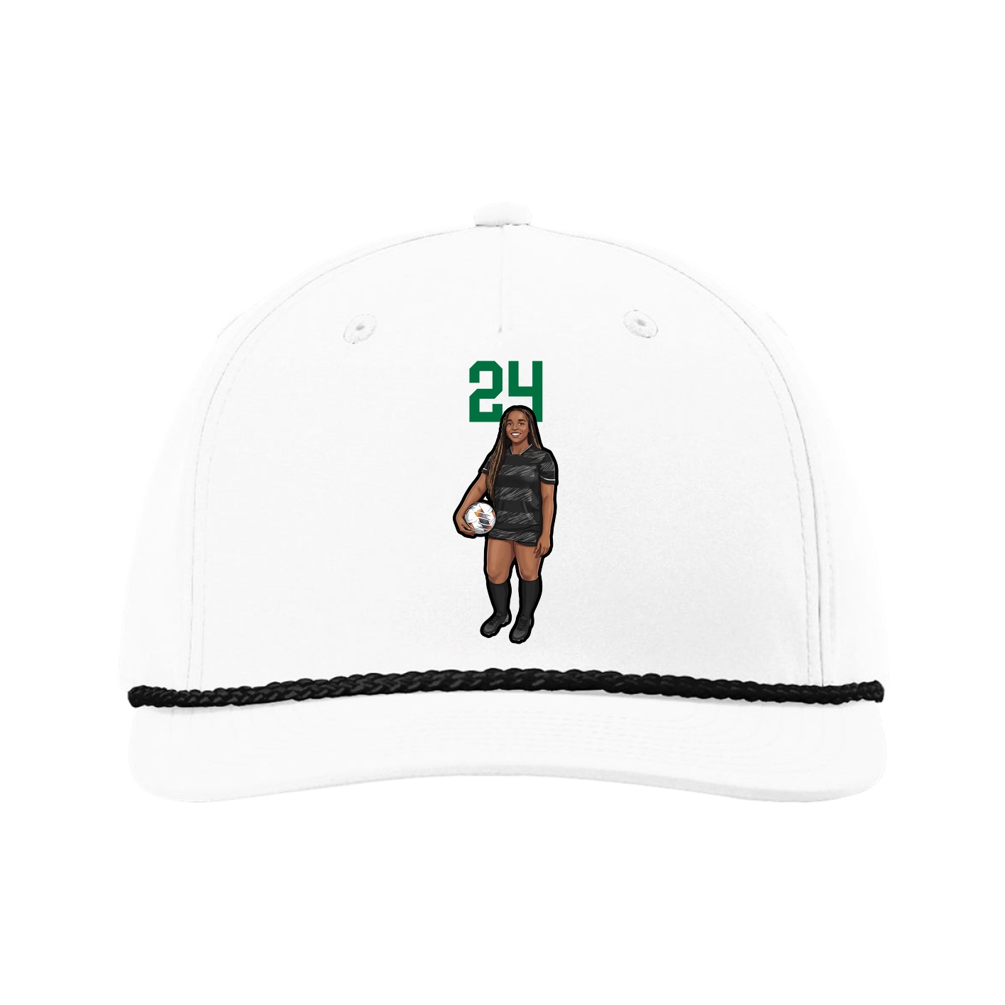 Five-Panel Classic Rope Cap — Number Top in White