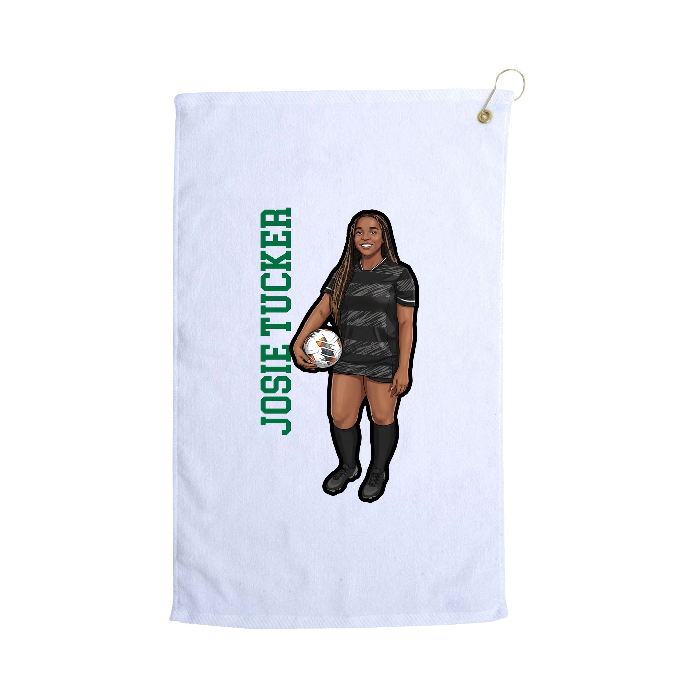 Golf Towel — Name Vertical in White