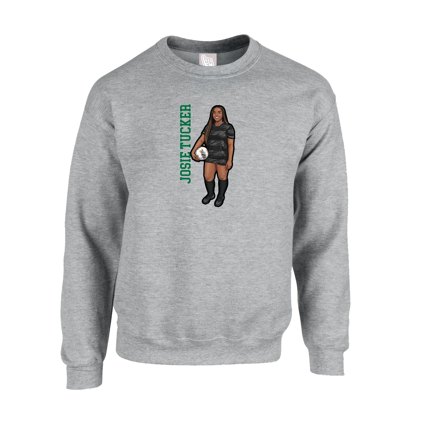 Fleece Crew — Name Vertical in Grey
