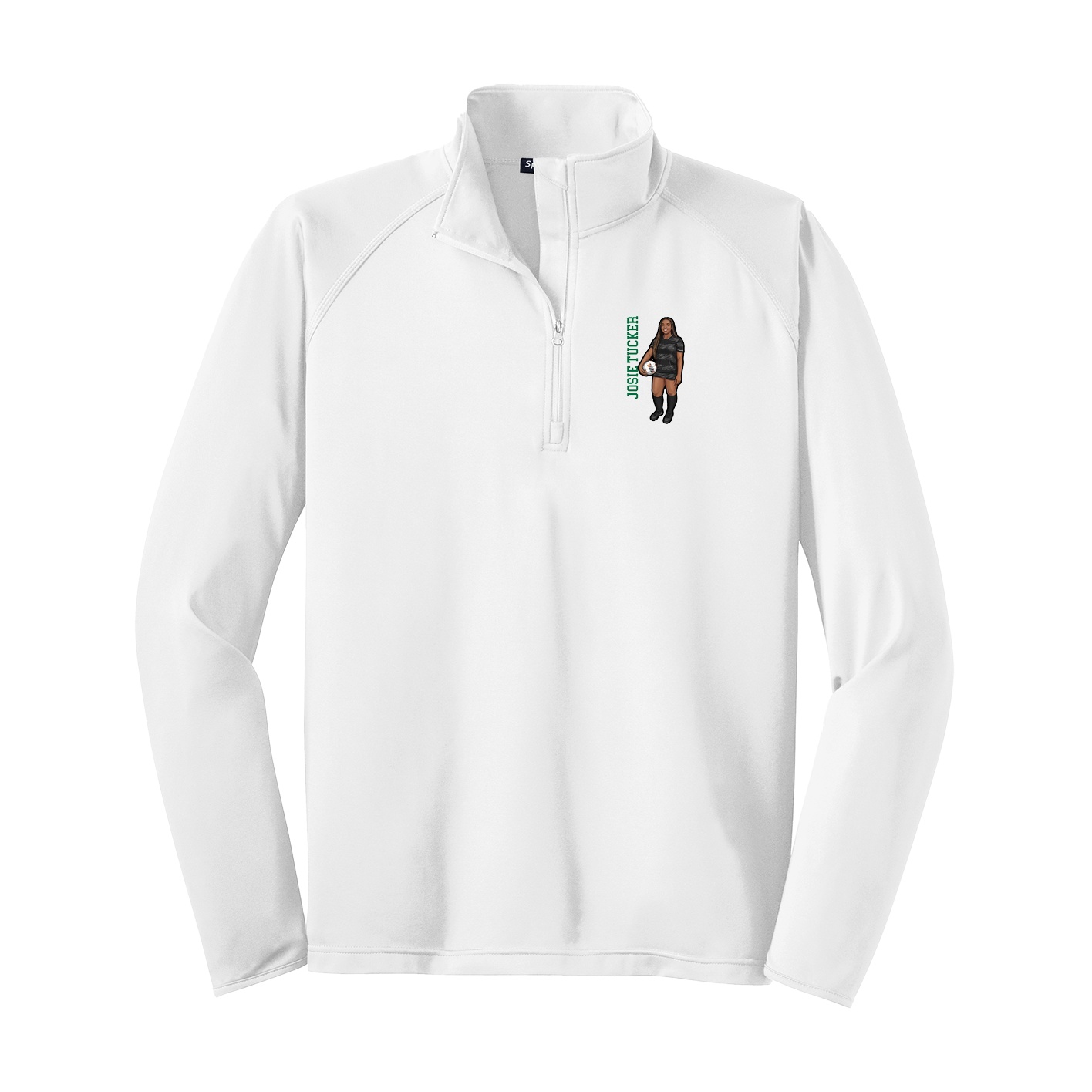 Q-Zip Pullover — Name Vertical in White