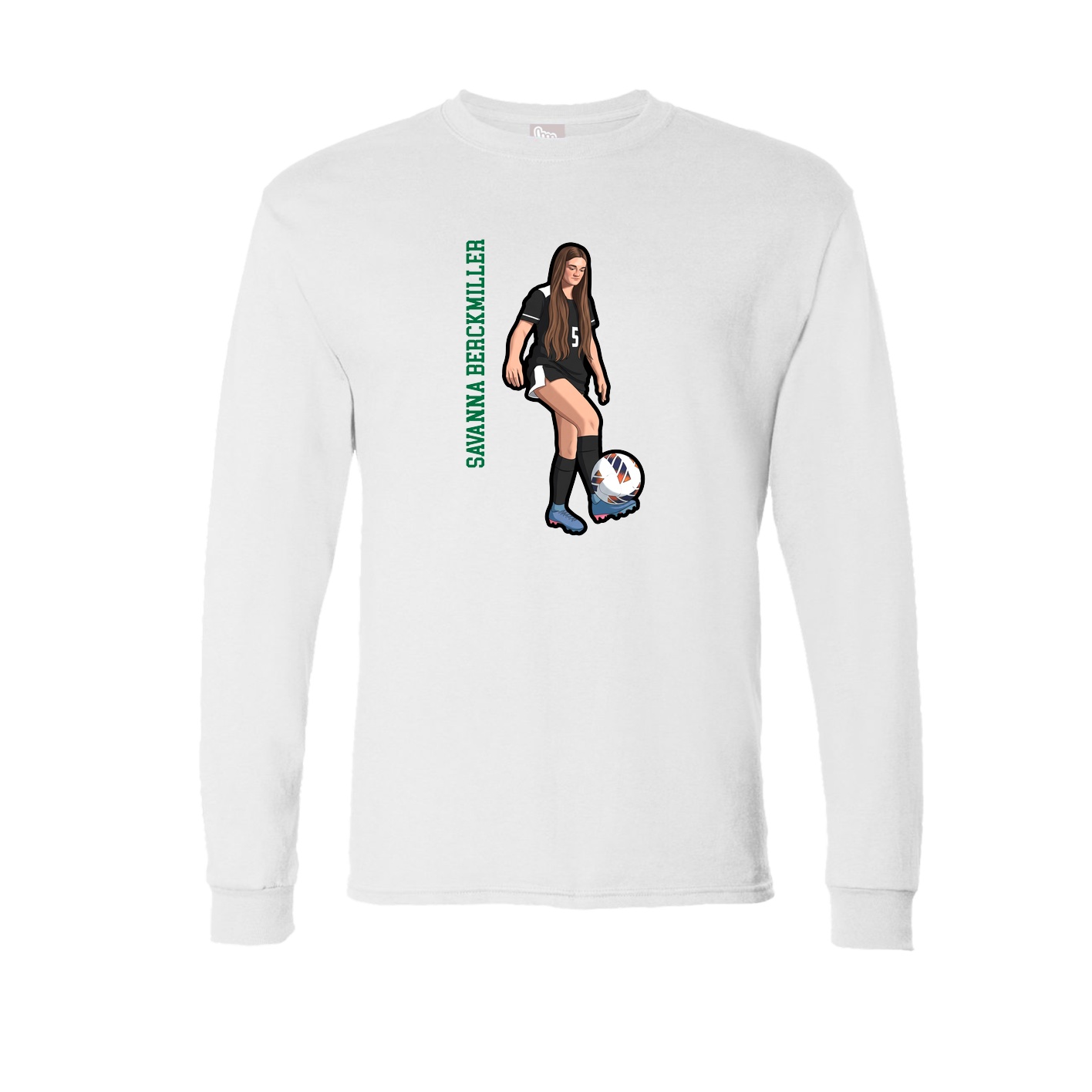Long Sleeve Tee — Name Vertical in White
