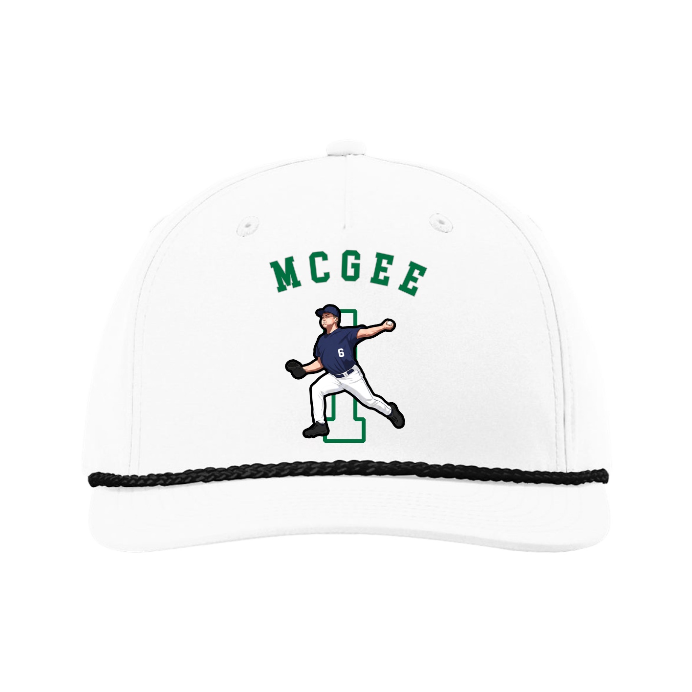 Five-Panel Classic Rope Cap — Shirsey Arch in White