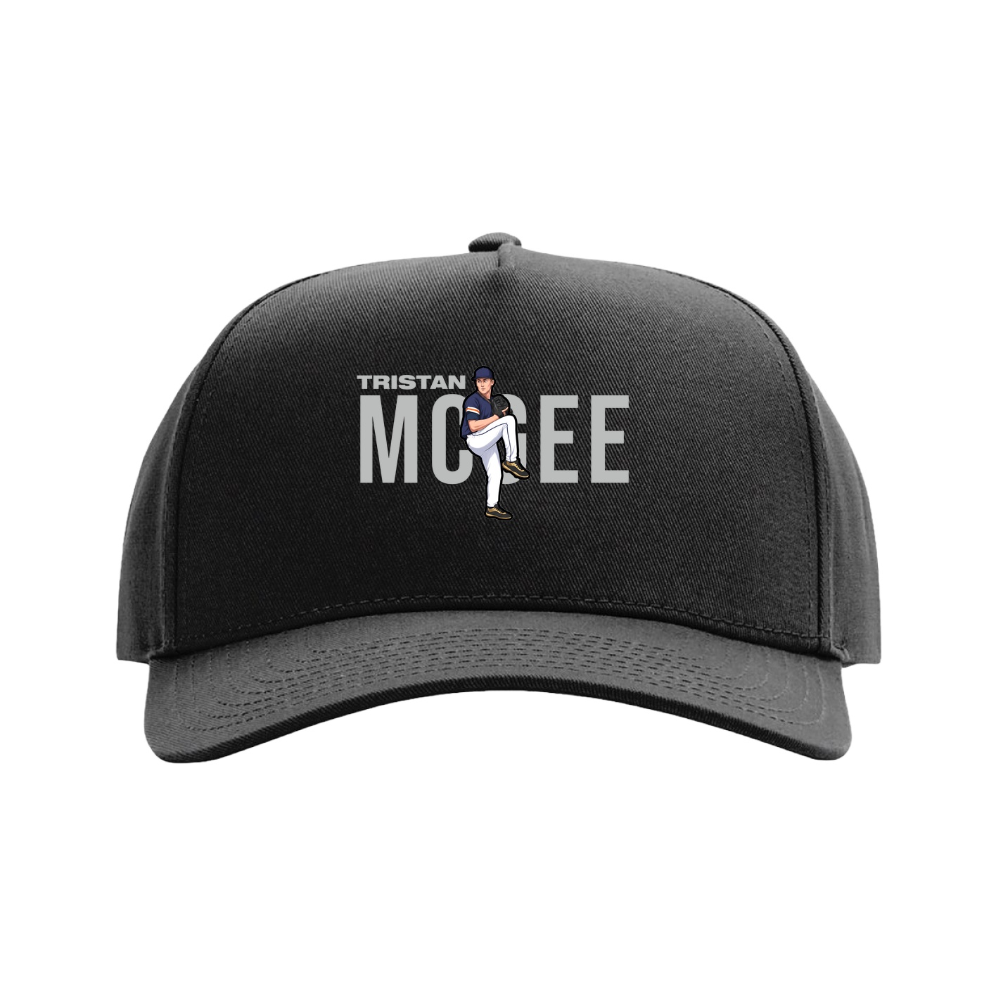 Full Fabric Five-Panel Champ Cap — Player Name in Black