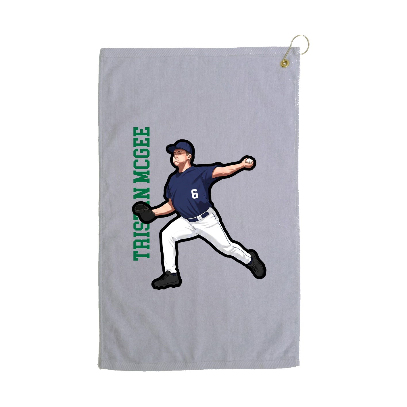Golf Towel — Name Vertical in Grey