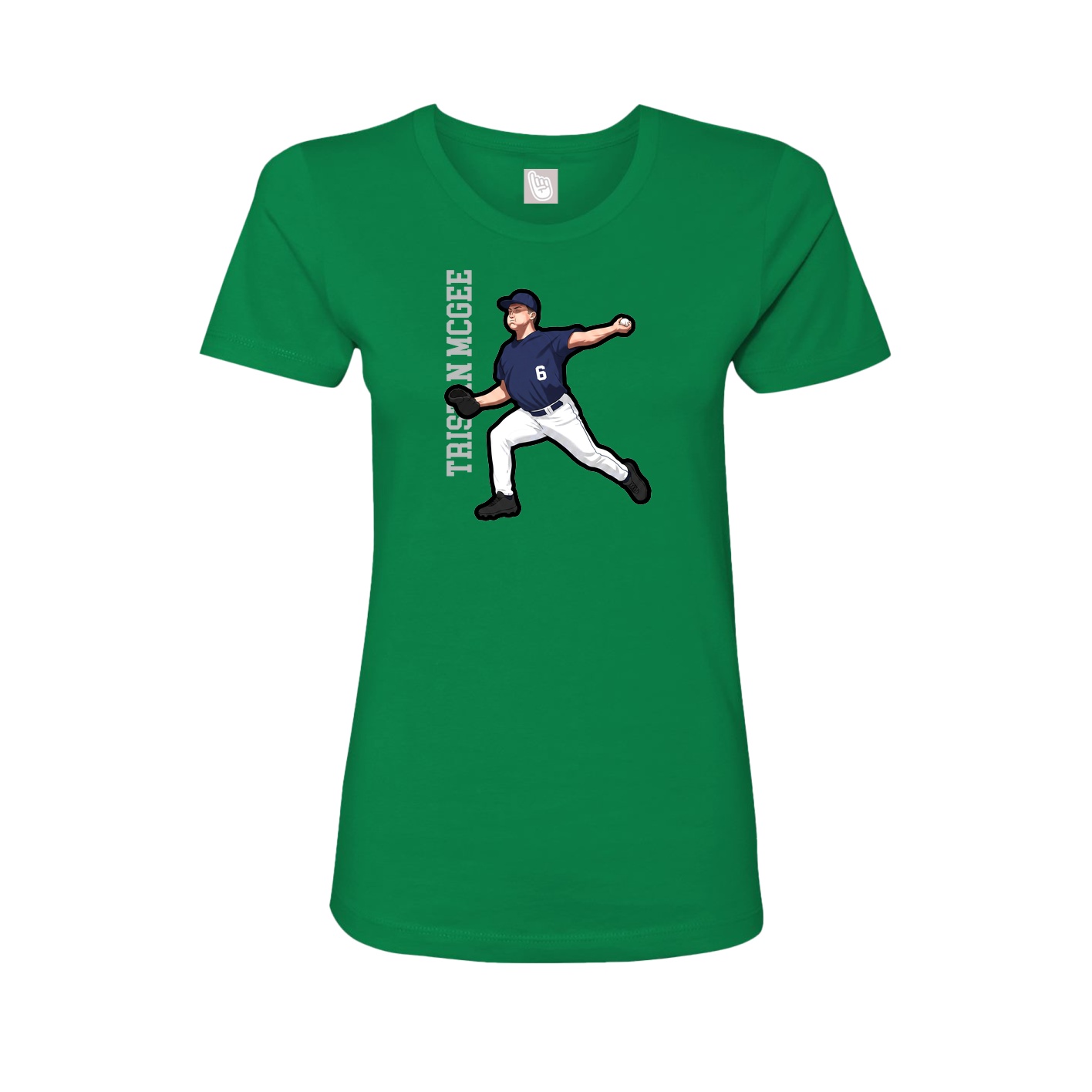 Fitted Women's Tee — Name Vertical in Green