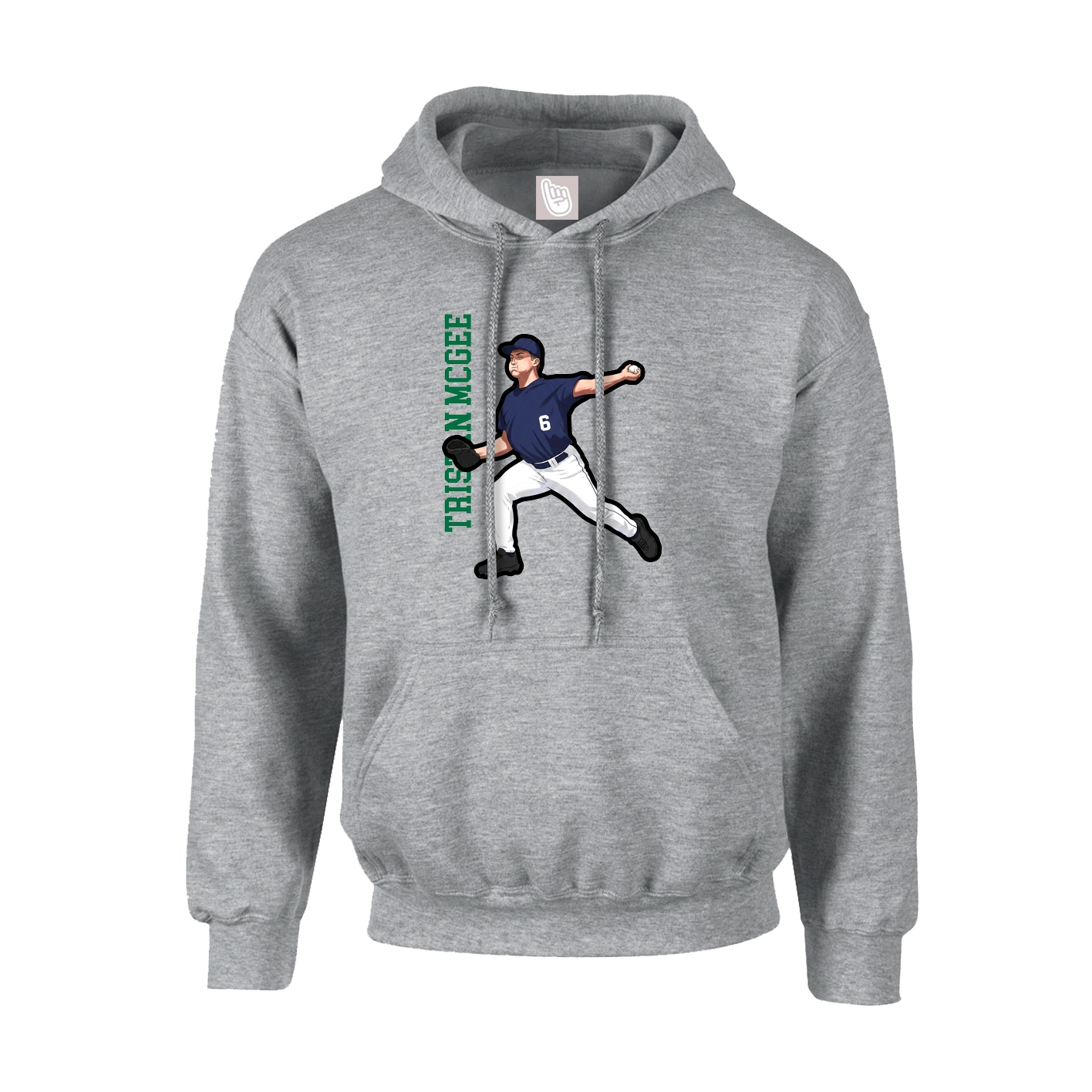 Youth Hoodie — Name Vertical in Grey