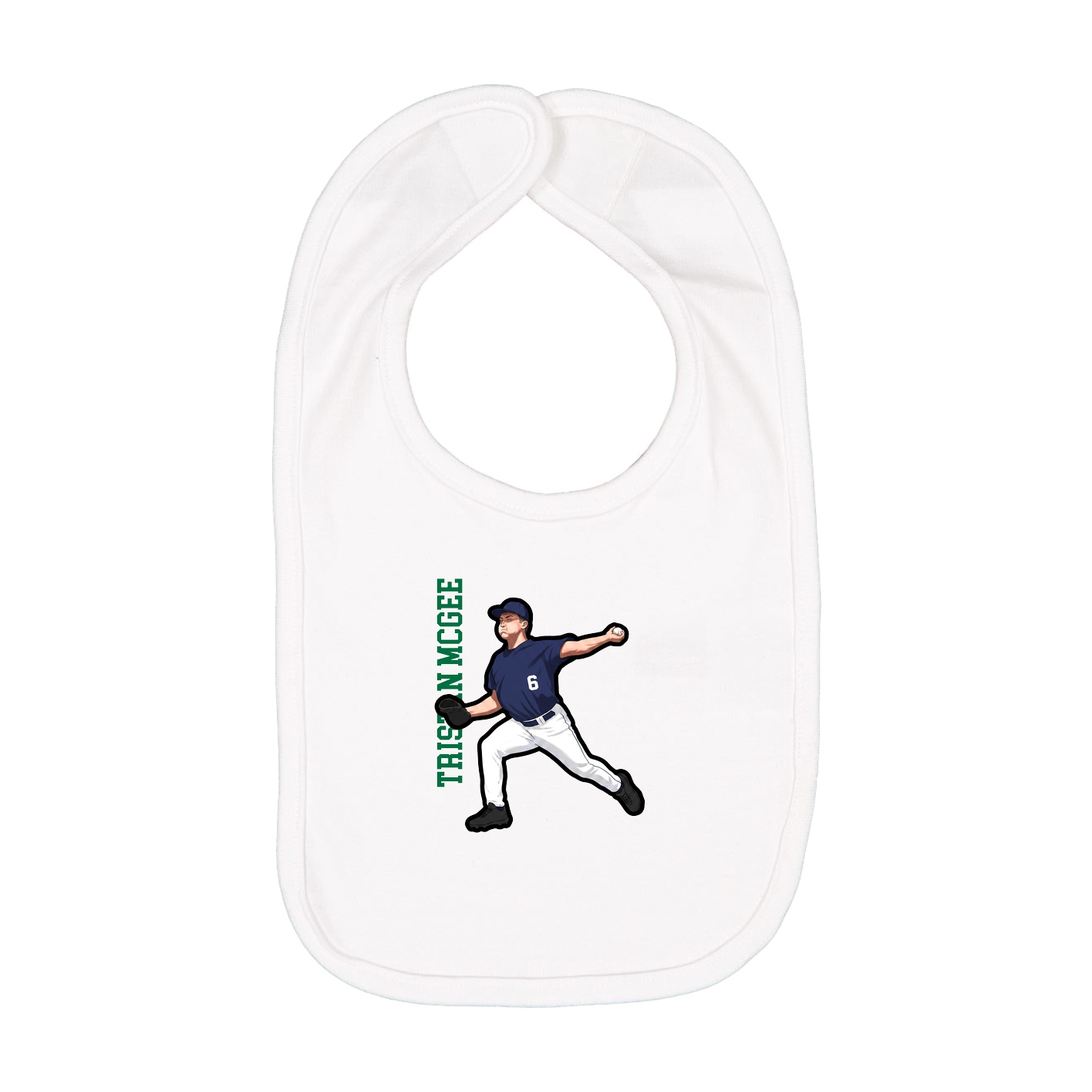 Infant Bib — Name Vertical in White