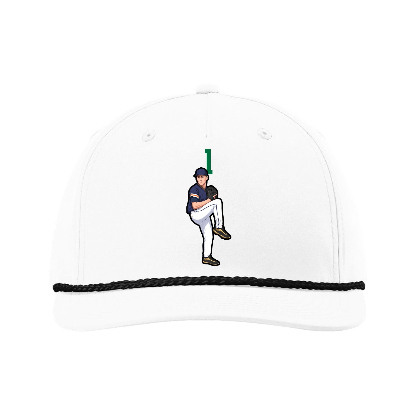 Five-Panel Classic Rope Cap — Number Top in White