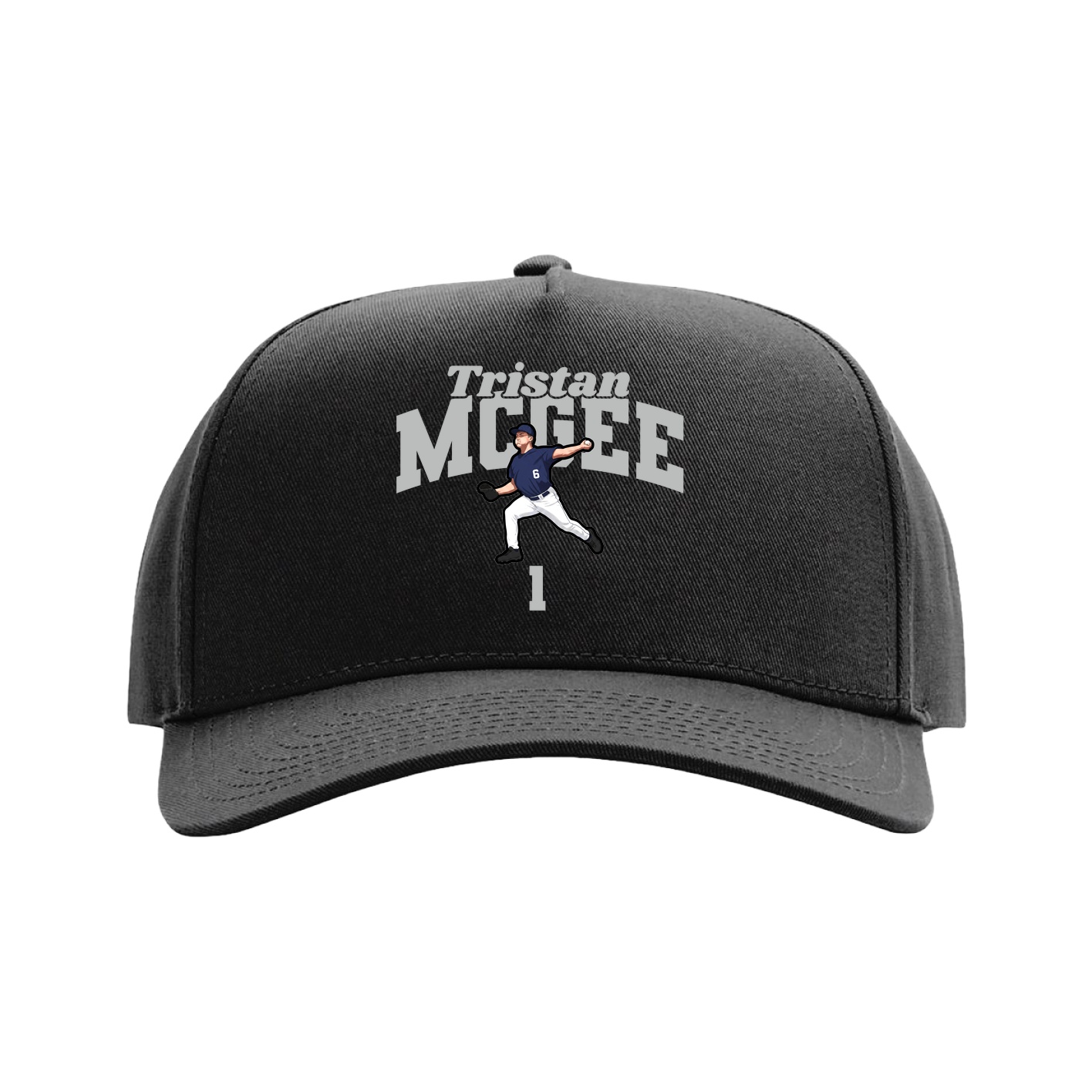 Full Fabric Five-Panel Champ Cap — Signature Arch in Black