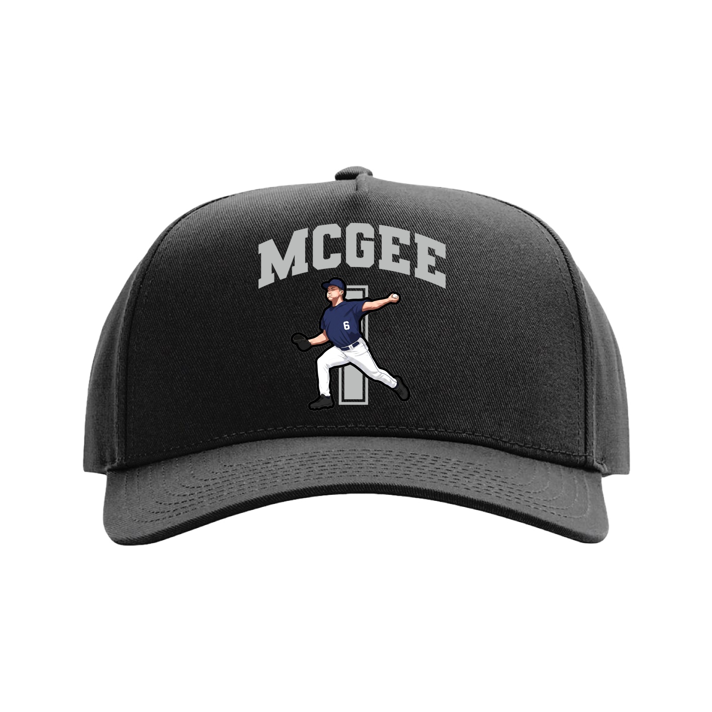 Full Fabric Five-Panel Champ Cap — Number in Black