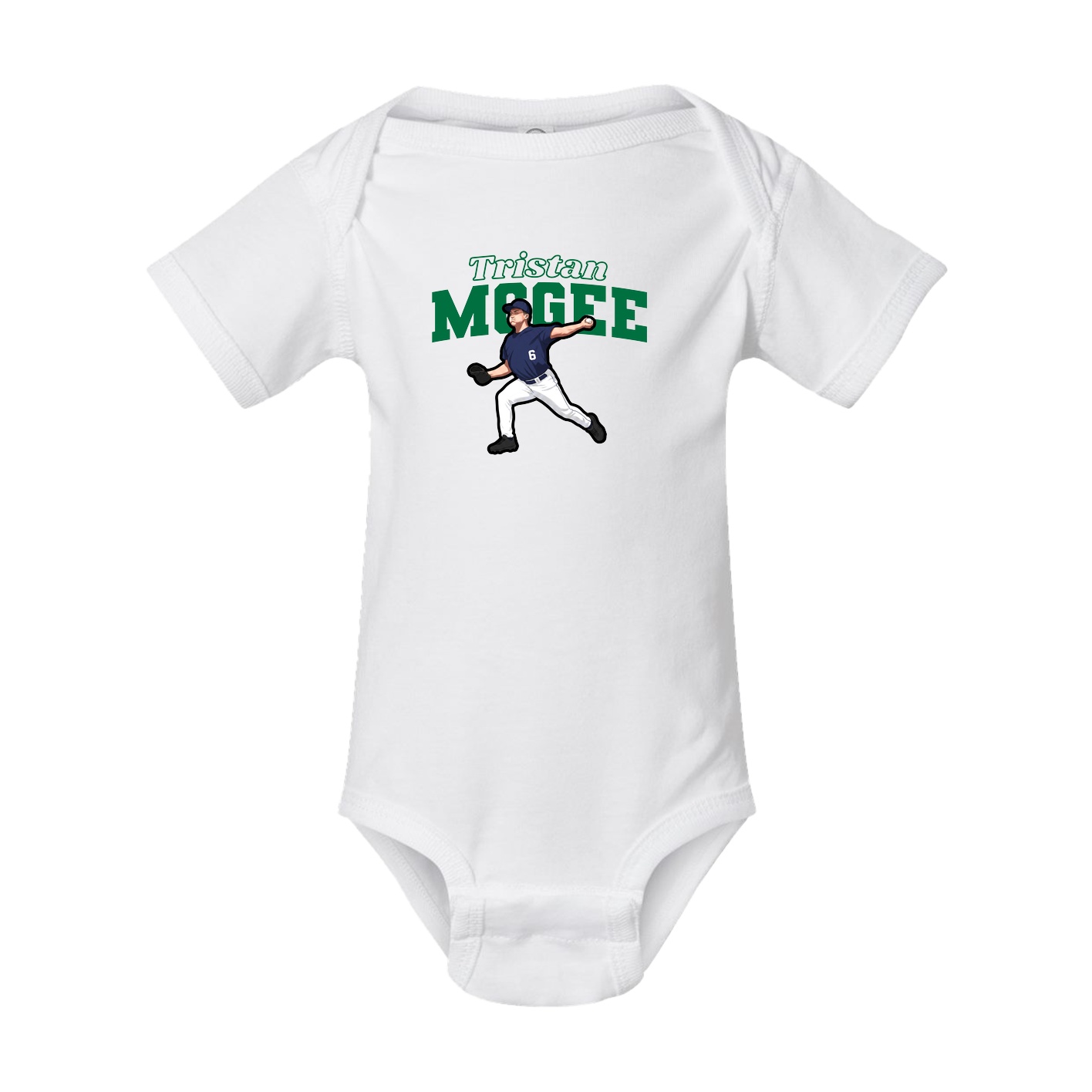 Baby Onesie — Name Arch in White