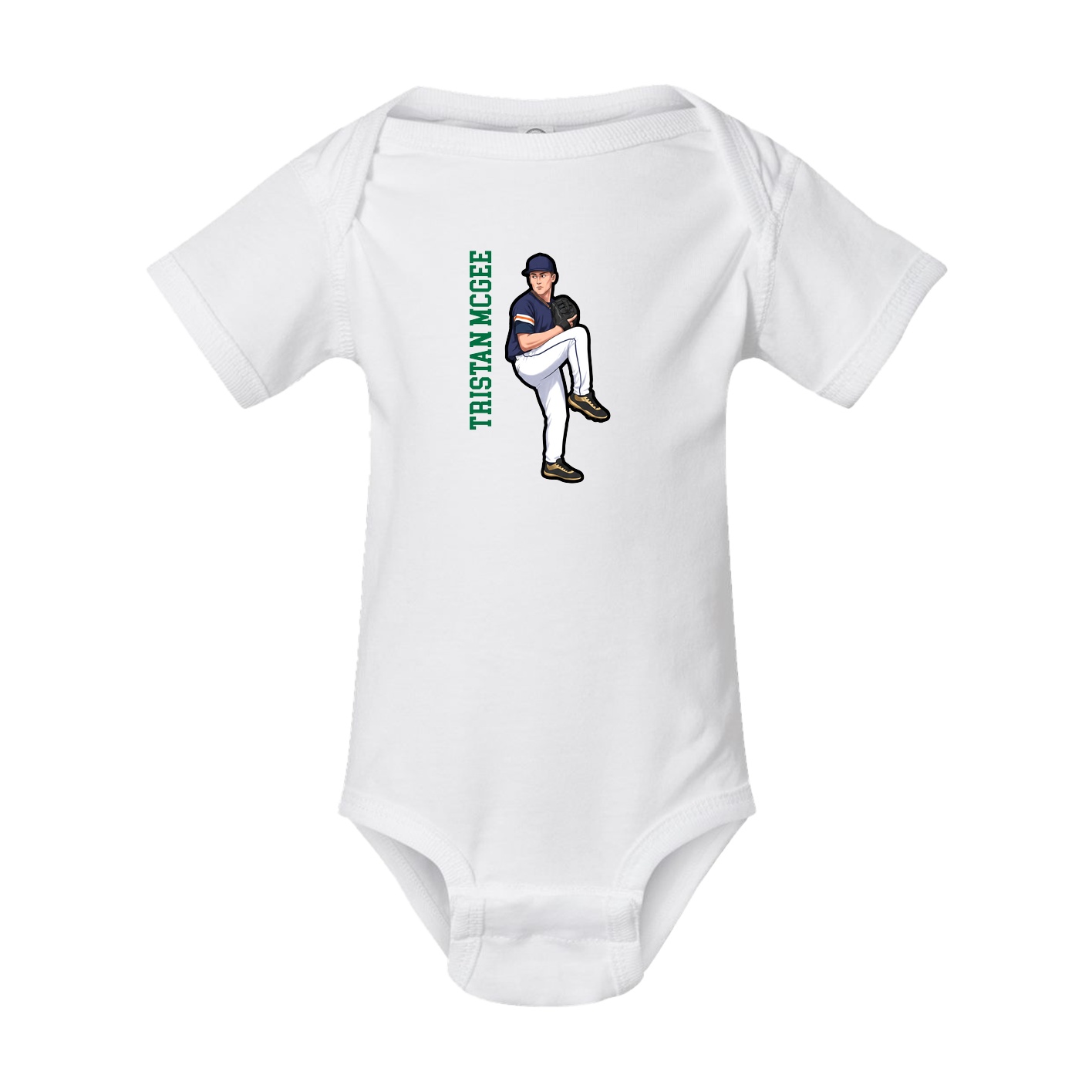 Baby Onesie — Name Vertical in White