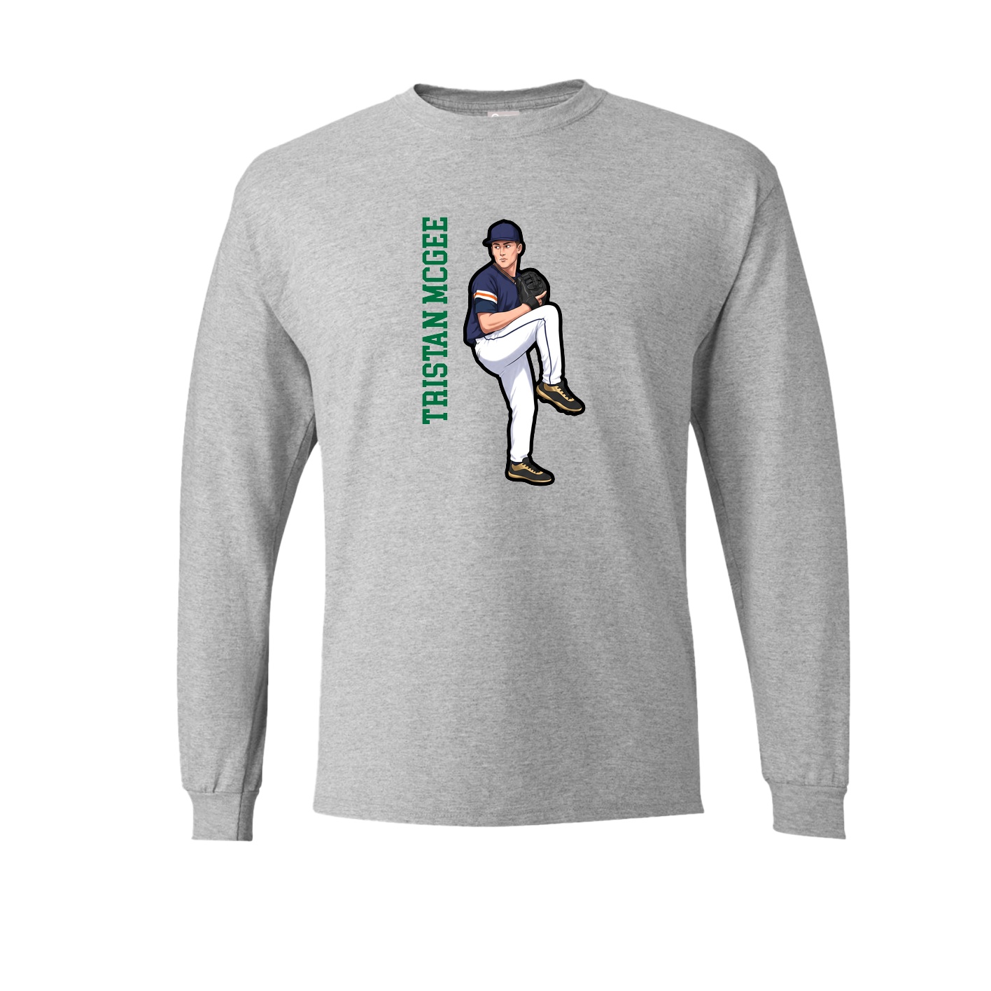 Long Sleeve Tee — Name Vertical in Grey
