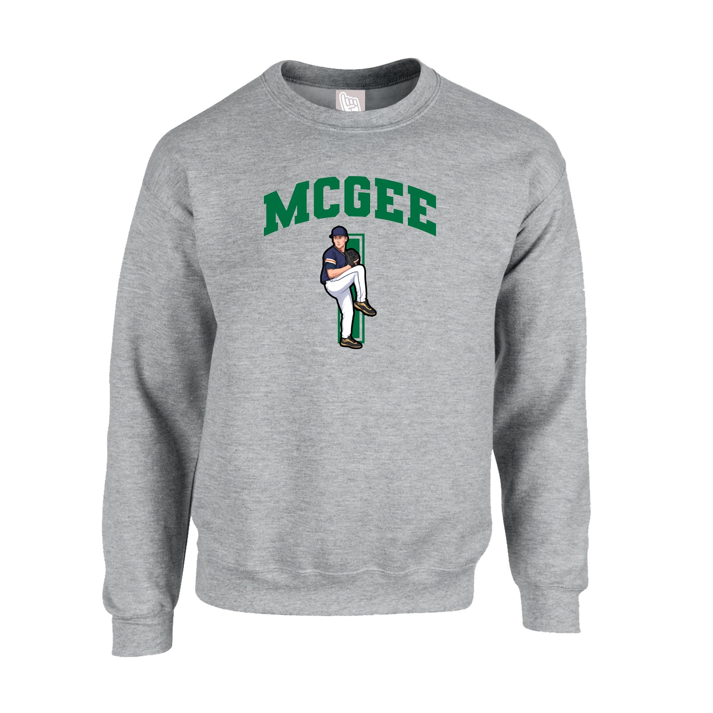 Fleece Crew — Number in Grey