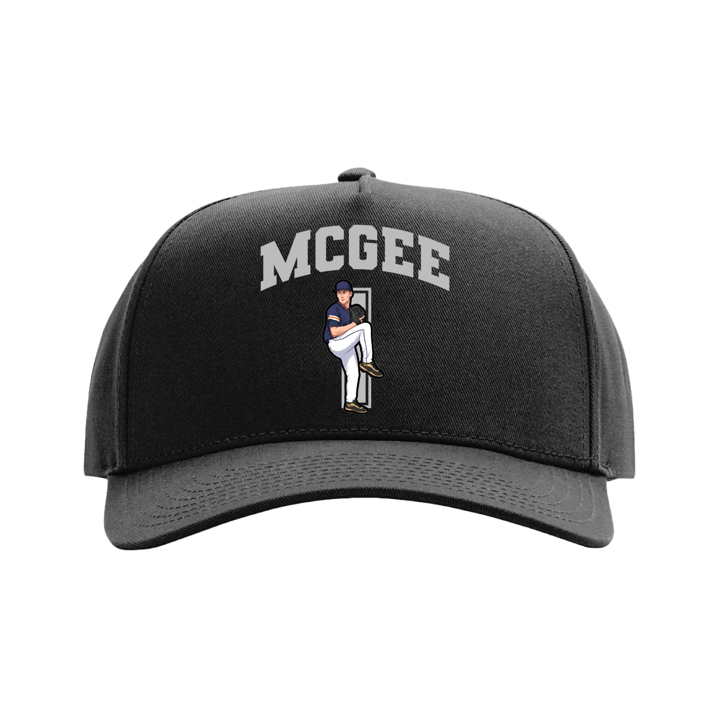 Full Fabric Five-Panel Champ Cap — Number in Black