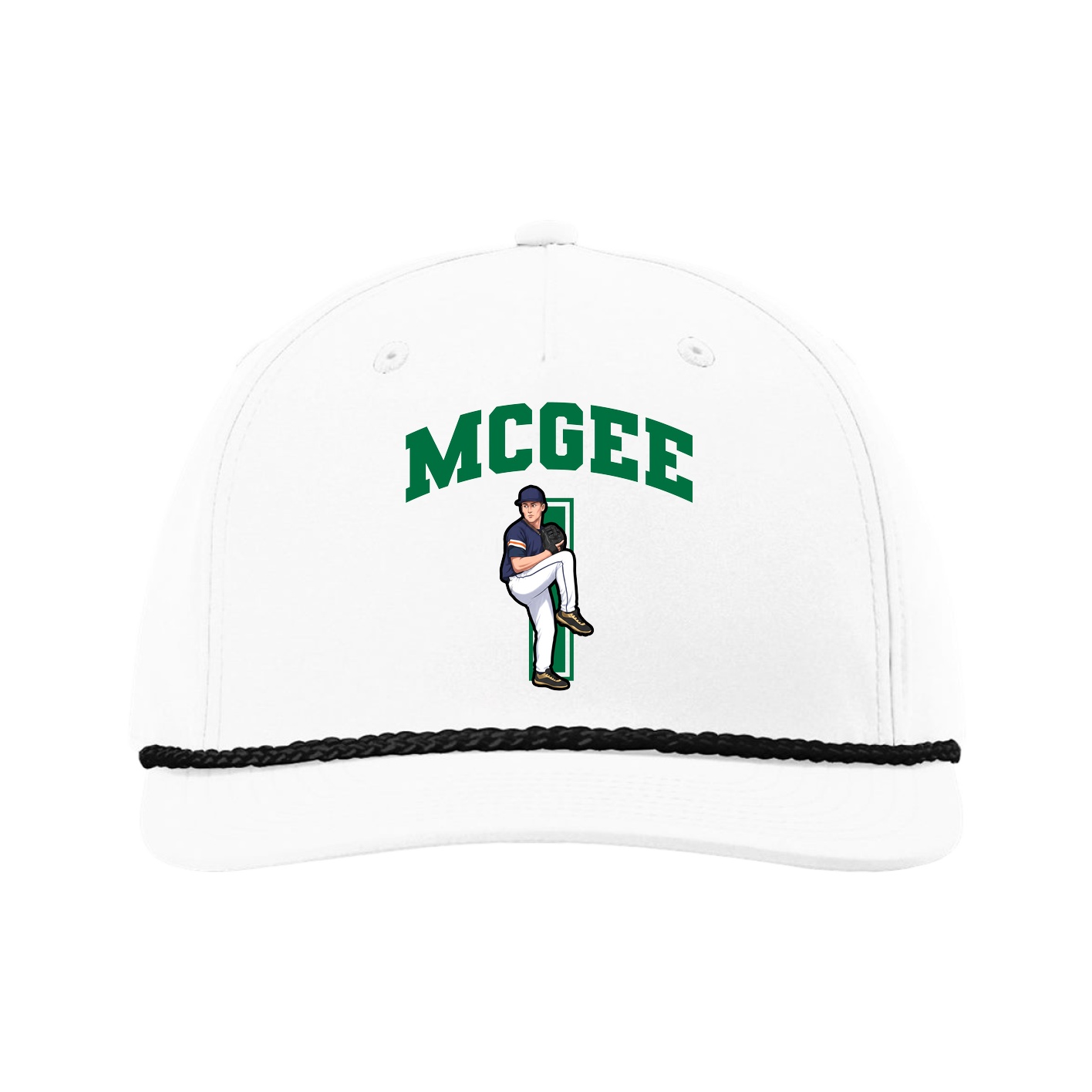 Five-Panel Classic Rope Cap — Number in White