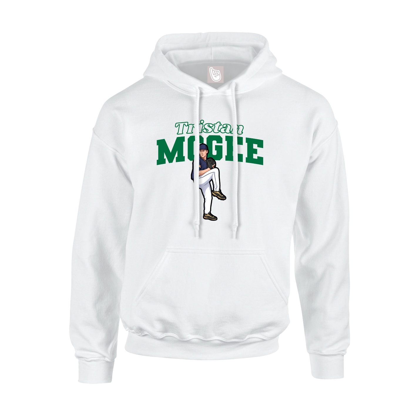 Youth Hoodie — Name Arch in White