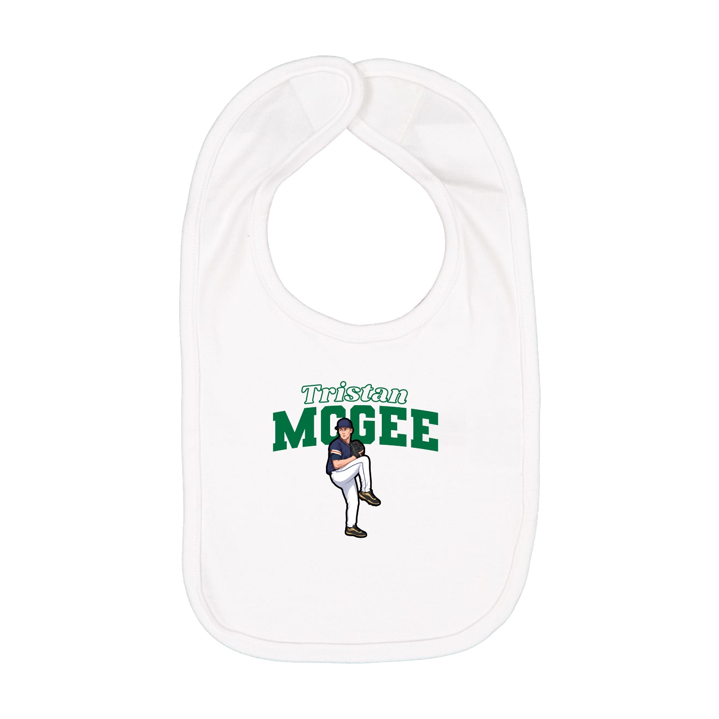 Infant Bib — Name Arch in White