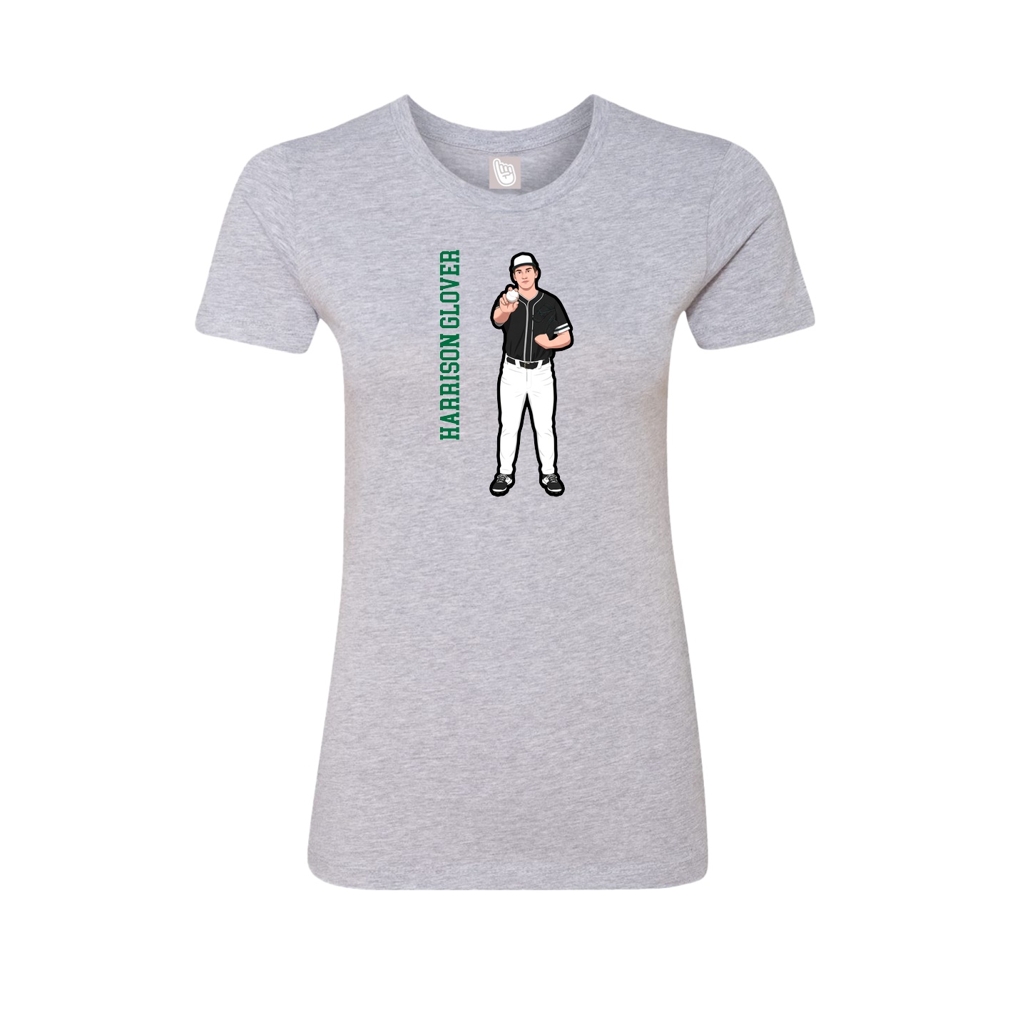 Fitted Women's Tee — Name Vertical in Grey