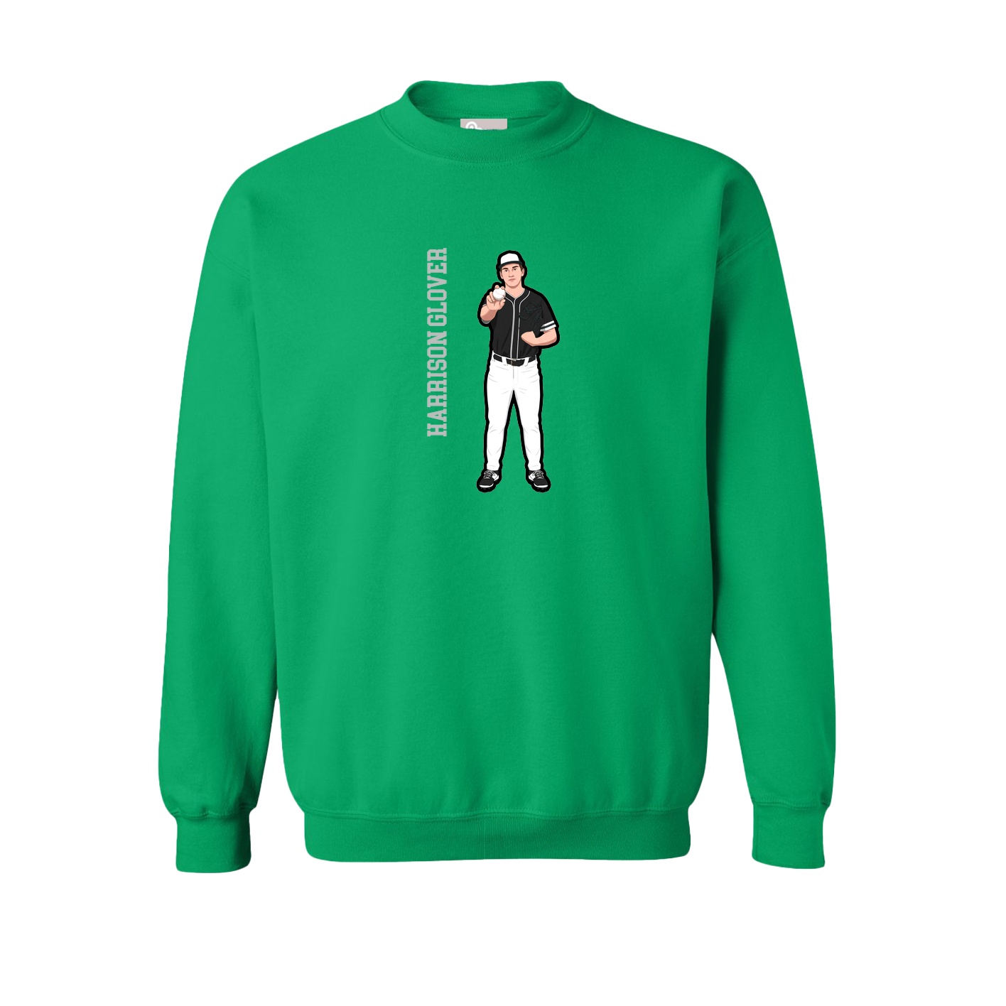 Fleece Crew — Name Vertical in Green