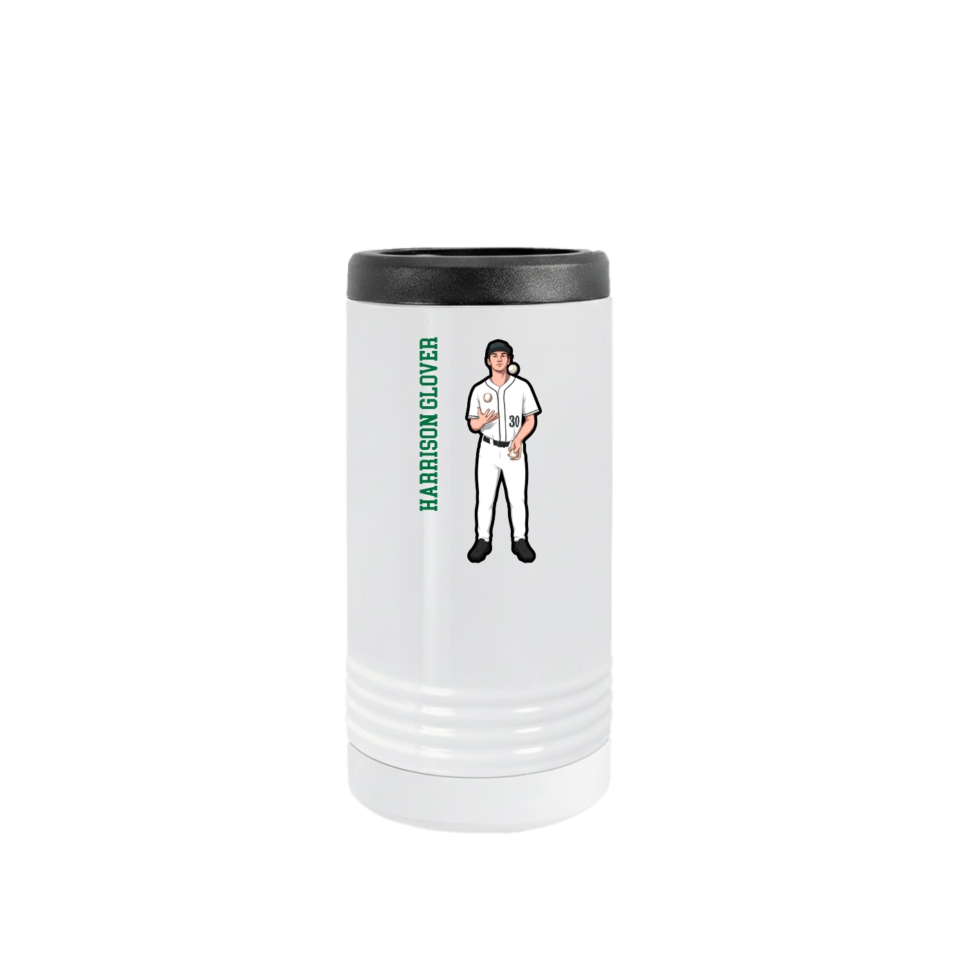 Slim Beverage Holder — Name Vertical in White