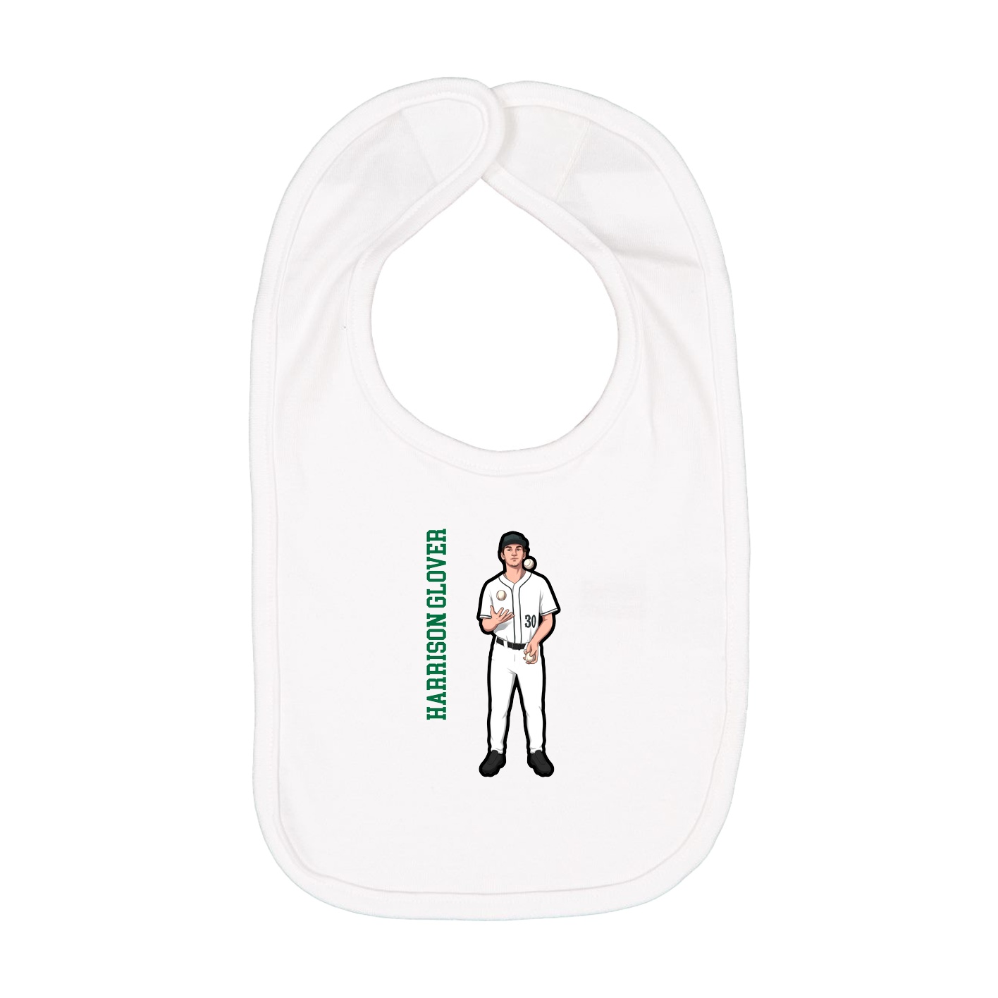 Infant Bib — Name Vertical in White