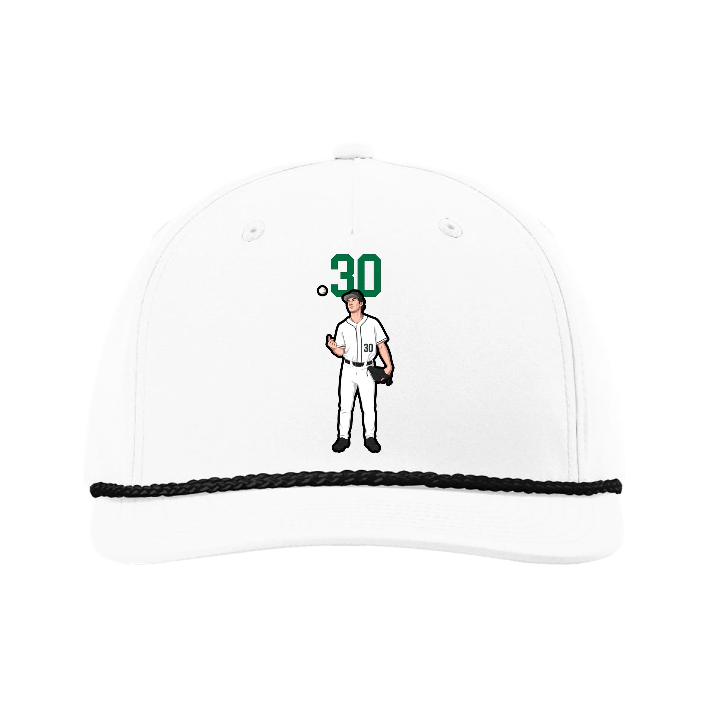 Five-Panel Classic Rope Cap — Number Top in White