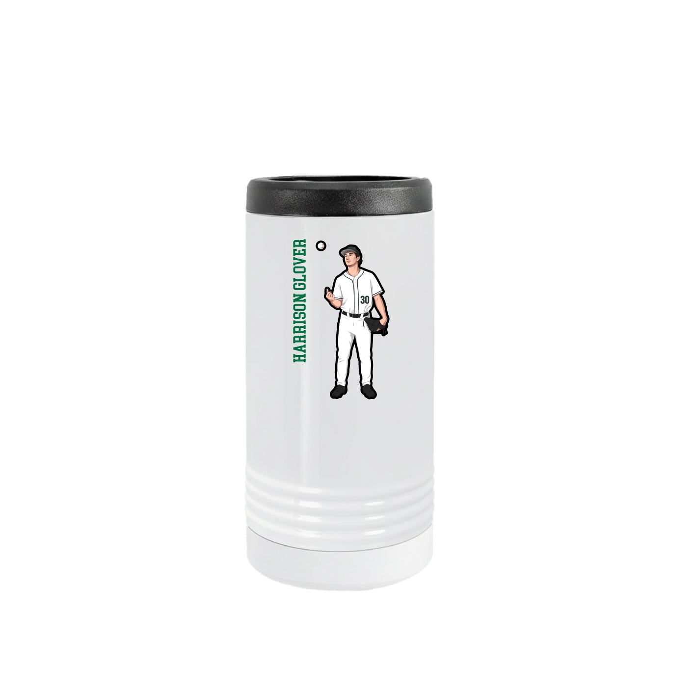 Slim Beverage Holder — Name Vertical in White