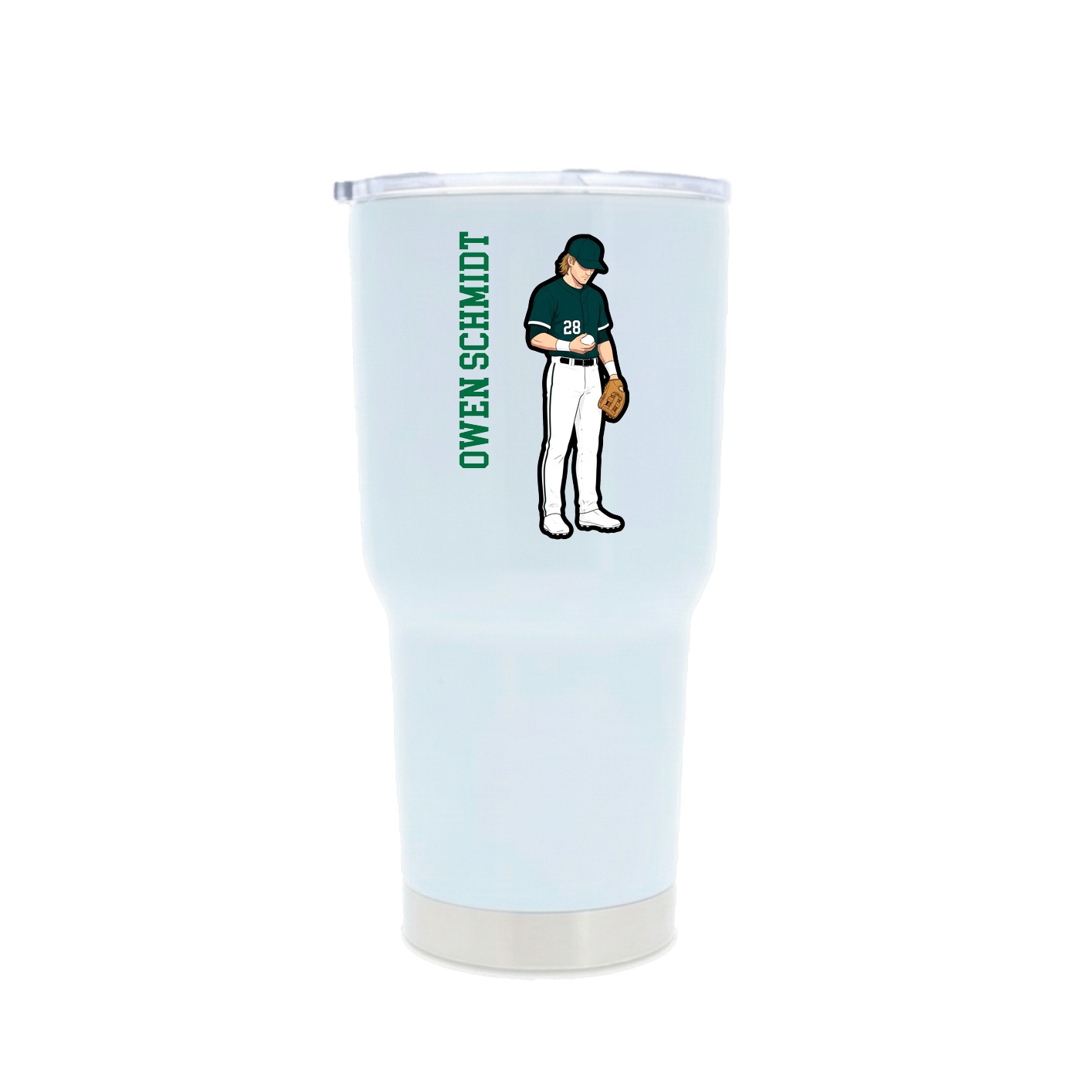 30oz Stainless Steel Tumbler — Name Vertical in White