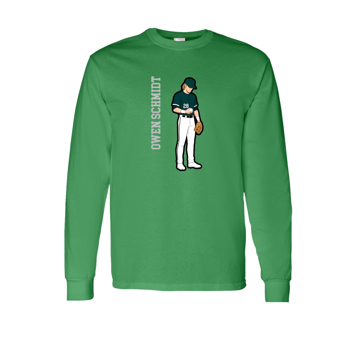 Long Sleeve Tee — Name Vertical in Green