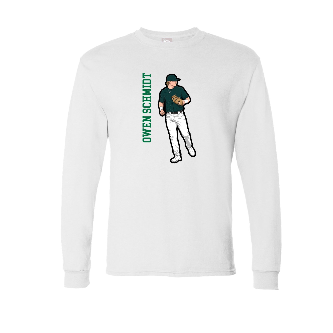 Long Sleeve Tee — Name Vertical in White