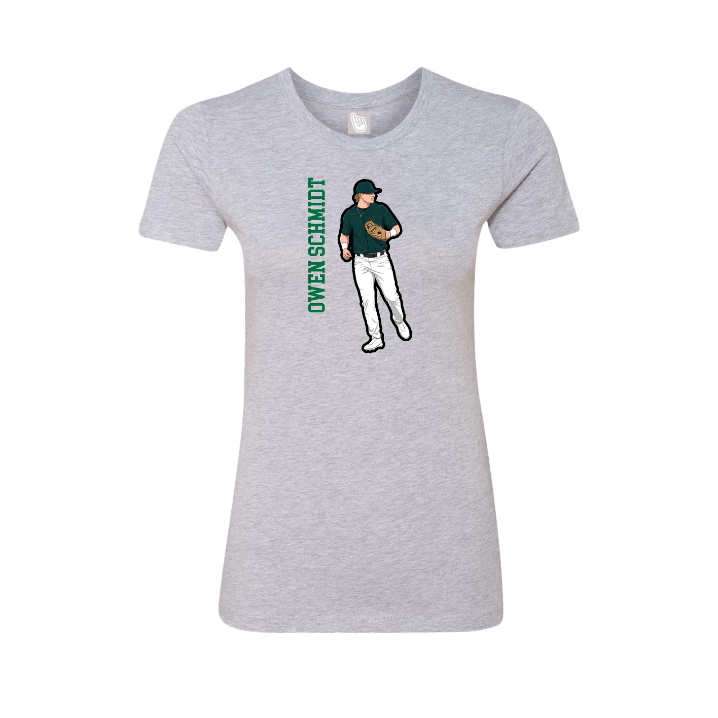 Fitted Women's Tee — Name Vertical in Grey
