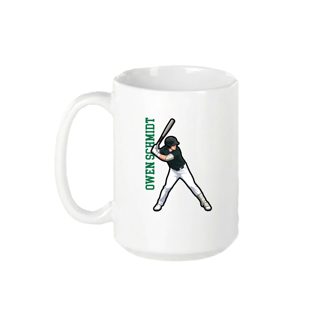 15oz Coffee Mug — Name Vertical in White