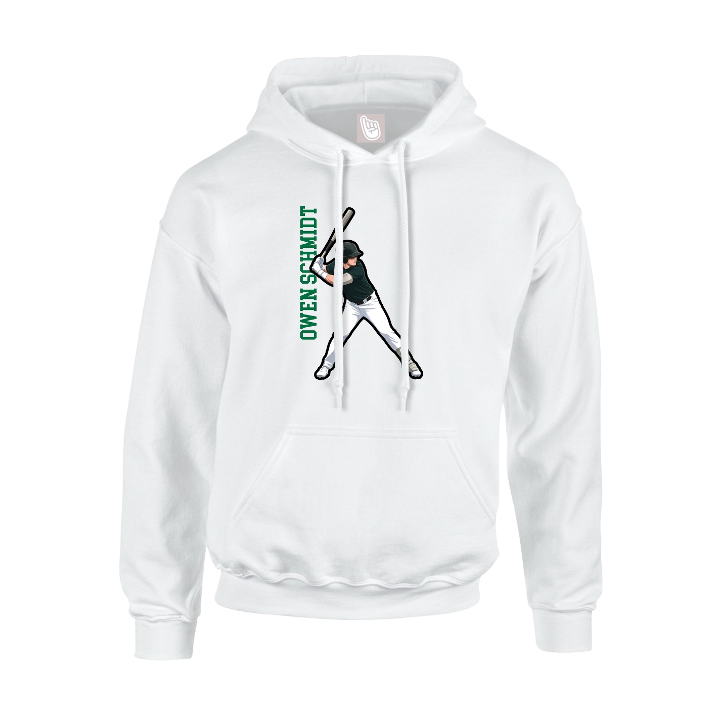 Youth Hoodie — Name Vertical in White