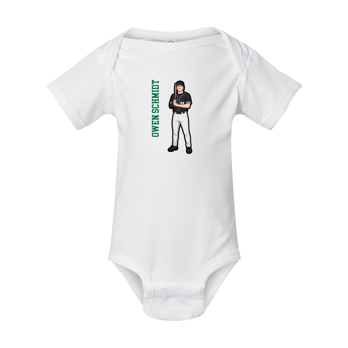 Baby Onesie — Name Vertical in White