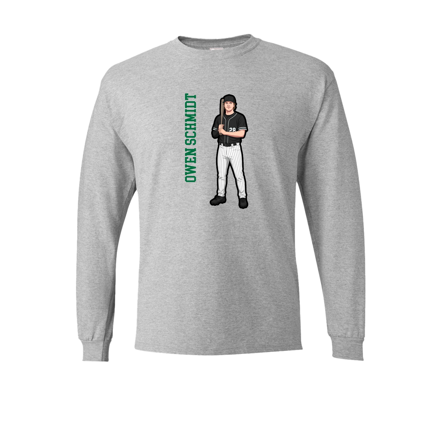 Long Sleeve Tee — Name Vertical in Grey